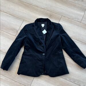 J CREW SZ 6 PETITE Women's VELVET Black Blazer NWT